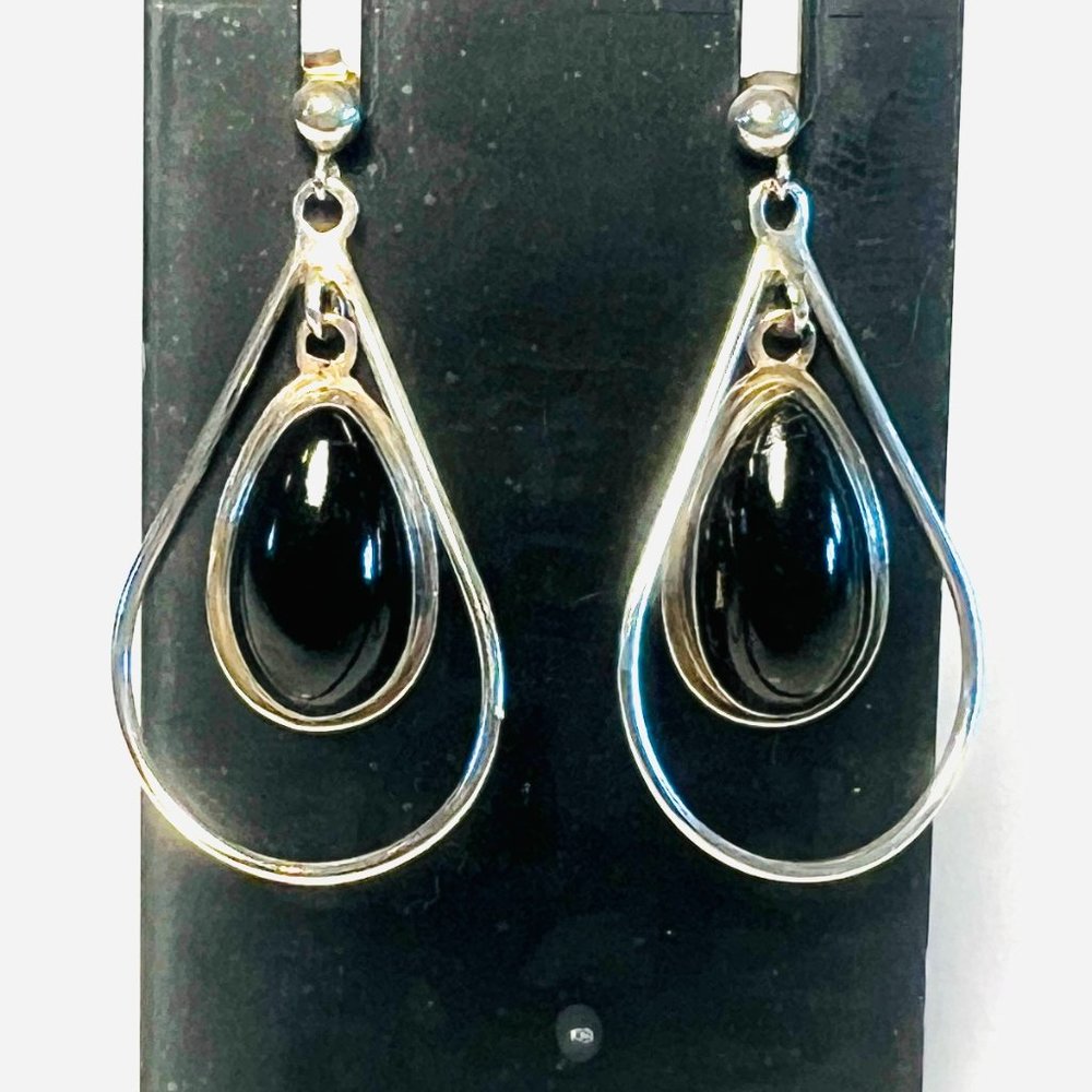 ONYX AND STERLING EARINGS